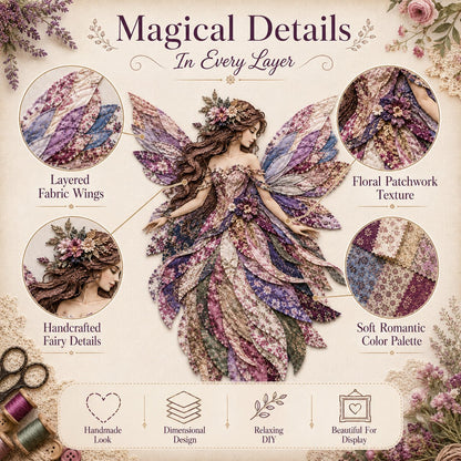 🔥LAST DAY 49% OFF-🧚‍♀️🌸 Premium Fairy Patchwork DIY Kit | High-Quality Layered Fabric with Floral Wings DIY Handmade Fantasy Wall Decor ✨