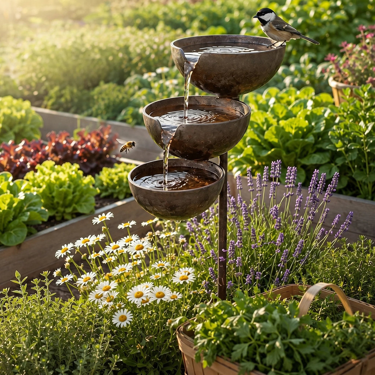 LAST DAY 70%OFF 🌧️ Rain Catcher Self-Filling Bird Bath 🐦 Weatherproof Outdoor Garden Bird Water Bowl