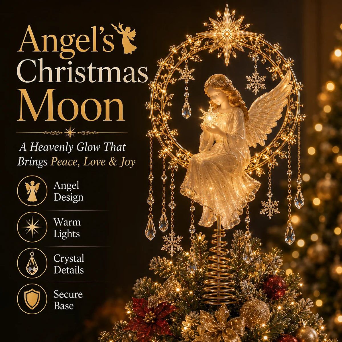 🔥Last Day 49% OFF✨ Angel’s Christmas Moon™ Lighted Angel Tree Topper