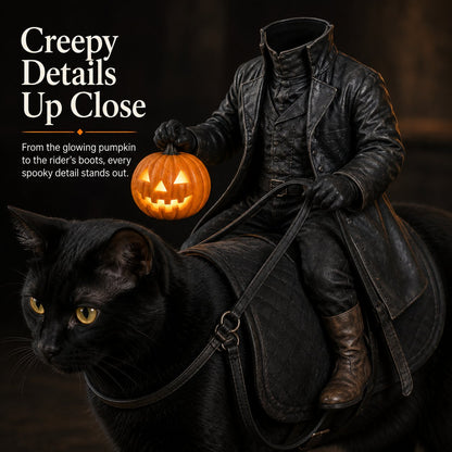 🎃 Headless Rider Halloween Cat Costume with Glowing Pumpkin