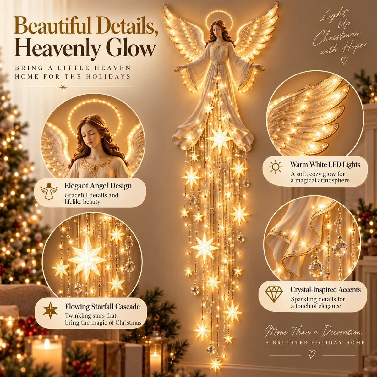 🔥Last Day 49% OFF - Angel Blessing Starfall Wall Light™ – Heavenly Christmas Wall Decor