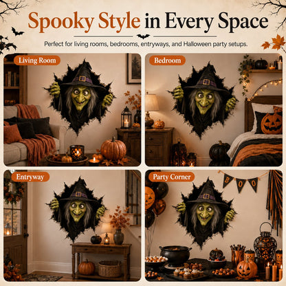 🎃👻Halloween Break-In 3D Wall Decals: Realistic Horror Effect & Spooky Party Decor