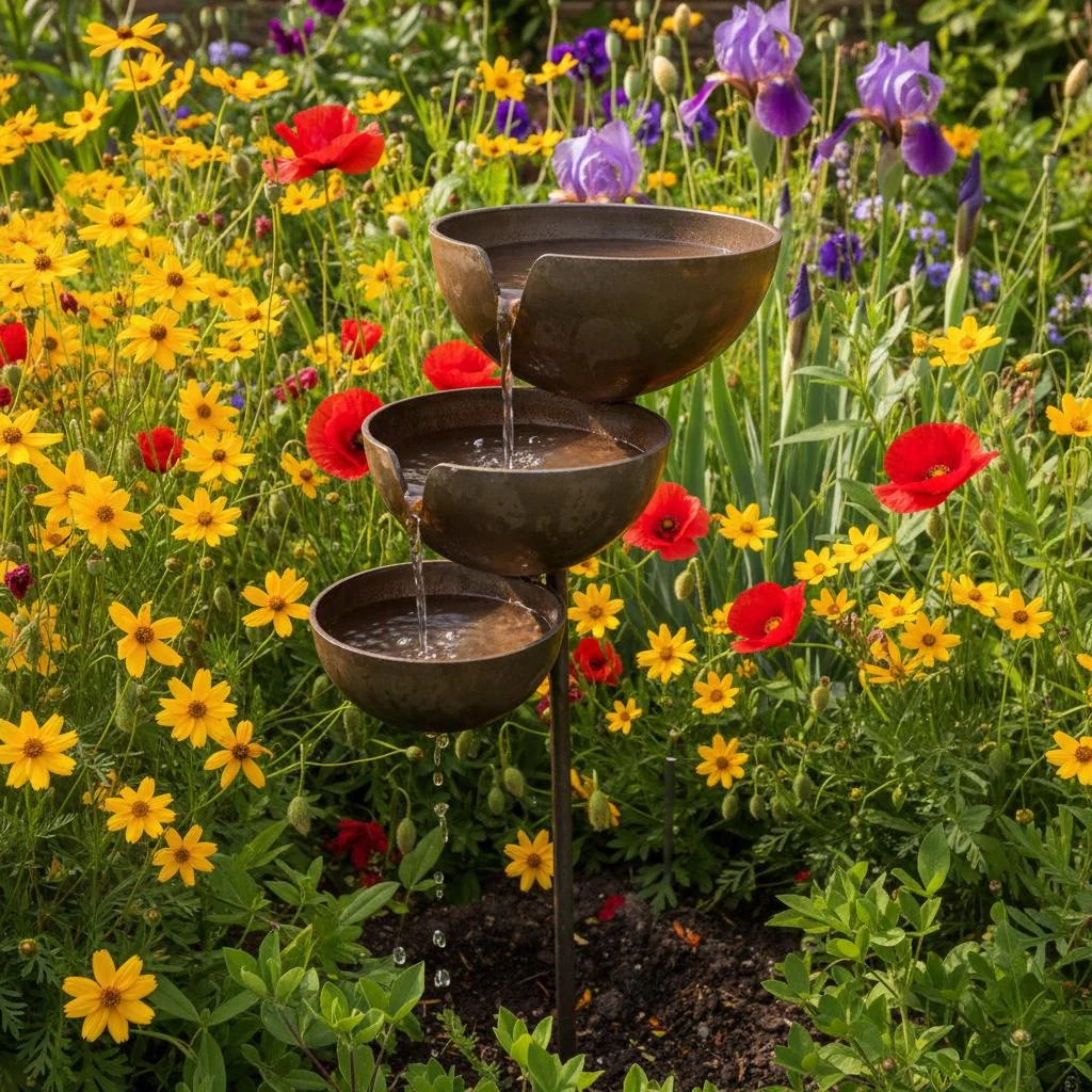 LAST DAY 70%OFF 🌧️ Rain Catcher Self-Filling Bird Bath 🐦 Weatherproof Outdoor Garden Bird Water Bowl