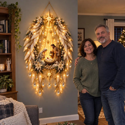 ✨👼 3D Heavenly Angel Wings Nativity Light✨ – Lighted Christmas Wall Decor  ✈️