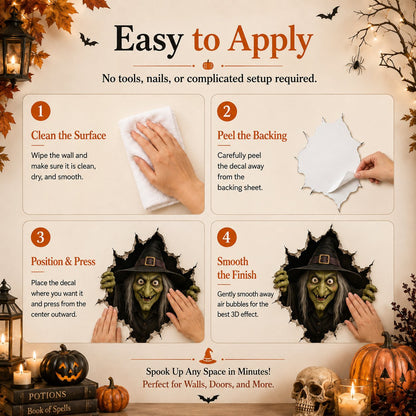 🎃👻Halloween Break-In 3D Wall Decals: Realistic Horror Effect & Spooky Party Decor
