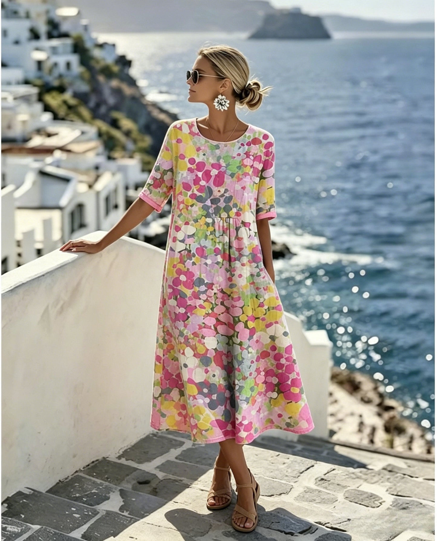 🌼 COLOUR BLOOM: Bright, Soft, Effortless Watercolor Milk Silk Dress