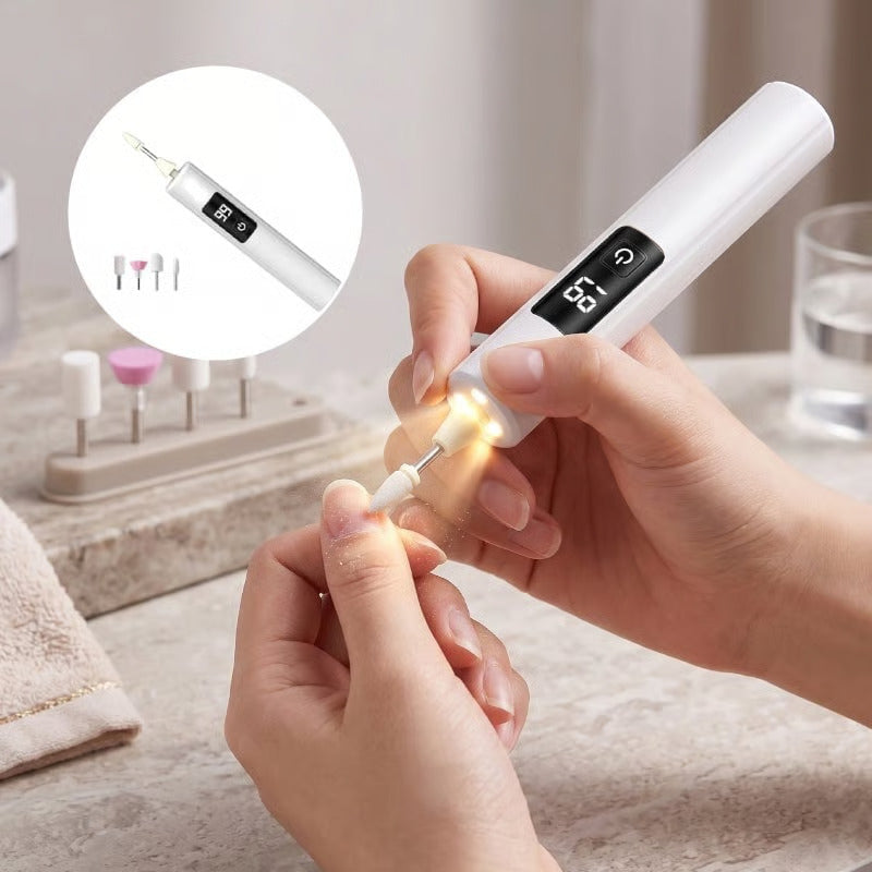 Electric nail grinder in use