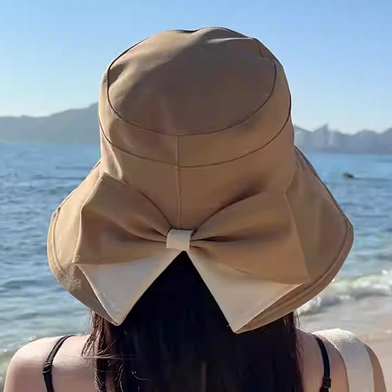👒Summer Hot Sale☀️Women's Bowknot Wide Brim Sun Protective Hat