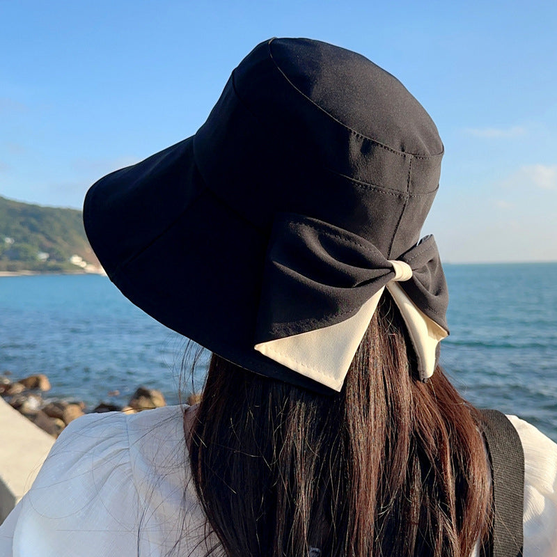 👒Summer Hot Sale☀️Women's Bowknot Wide Brim Sun Protective Hat