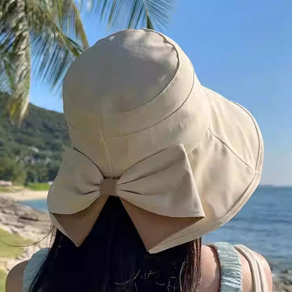 👒Summer Hot Sale☀️Women's Bowknot Wide Brim Sun Protective Hat