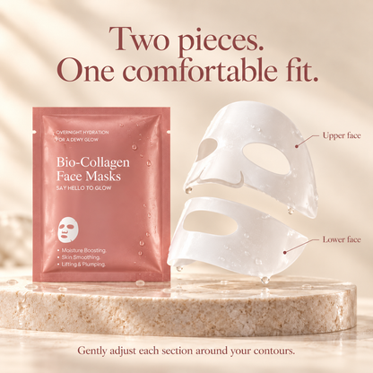 Two-part mask with upper and lower face sections and original packaging text
